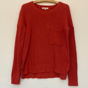 Madewell Orange Ribbed Knit Crew Neck Sweater Size XXS